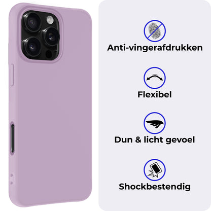 iPhone 16 Pro Max Hoesje Siliconen Backcover Lichtgewicht - Lila