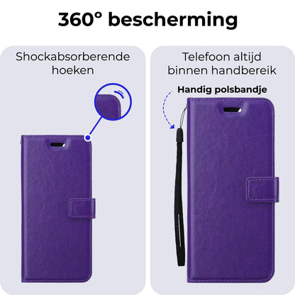 Samsung A55 Hoesje Bookcase Cover met Kaarthouder - Paars