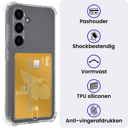Samsung S25 Hoesje Kaarthouder Backcover Shockproof - Transparant