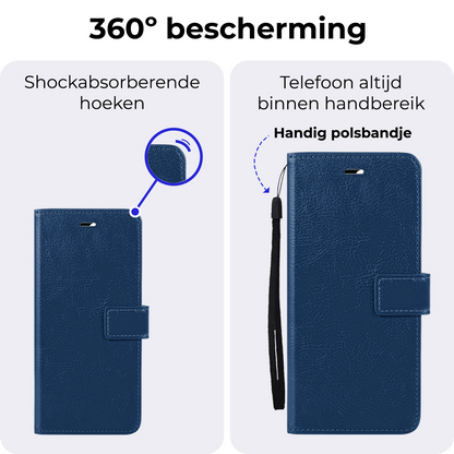 Samsung A16 Hoesje Bookcase Cover met Kaarthouder - Donkerblauw