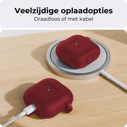 AirPods 4 Hoesje Siliconen Krasbestendig - Donkerrood