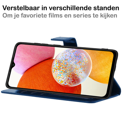 Samsung A14 Hoesje Bookcase Cover met Kaarthouder - Donkerblauw