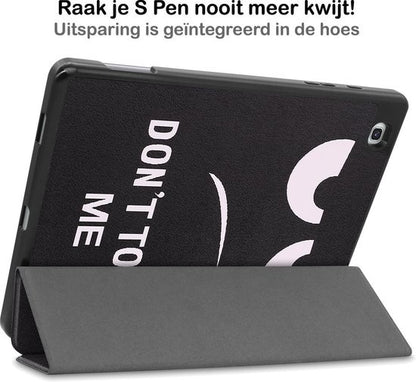 Samsung Galaxy Tab S6 Lite Trifold Bookcase Hoes met Penhouder voor S Pen - Don't Touch Me