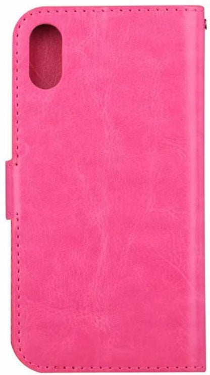 iPhone X Hoesje Bookcase Cover met Kaarthouder - Donkerroze