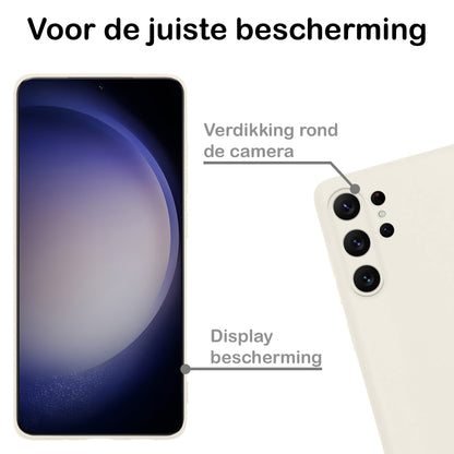 Samsung S23 Ultra Hoesje Siliconen Backcover Lichtgewicht - Wit