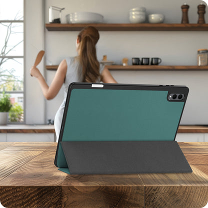 Samsung Galaxy Tab S11 Ultra Trifold Bookcase Hoes met Penhouder voor S Pen - Donkergroen
