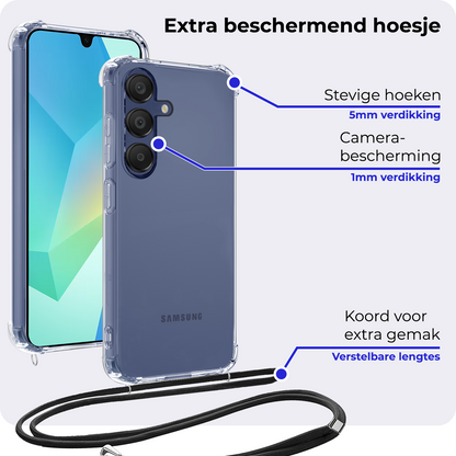 Samsung A16 Hoesje met Koord Backcover Shockproof - Transparant