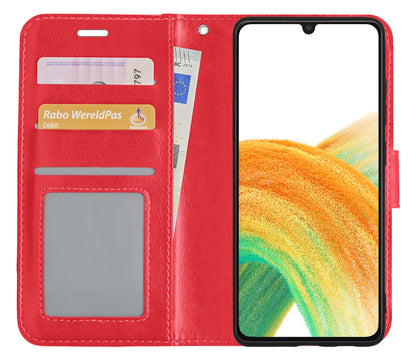Samsung A33 Hoesje Bookcase Cover met Kaarthouder - Rood