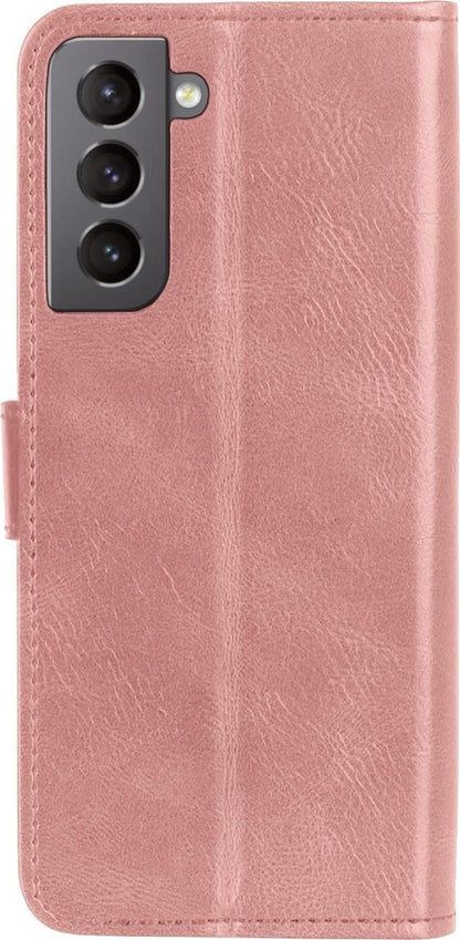 Samsung S21 Hoesje Bookcase Cover met Kaarthouder - Rosé goud