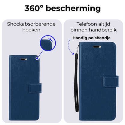 Samsung S24 Ultra Hoesje Bookcase Cover met Kaarthouder - Donkerblauw