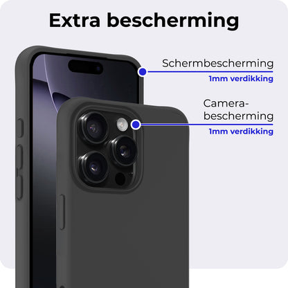 iPhone 16 Pro Max Hoesje Siliconen Backcover Lichtgewicht - Zwart