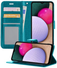Samsung A02s Hoesje Bookcase Cover met Kaarthouder - Turquoise
