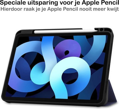 iPad Air 2020 Trifold Bookcase Hoes met Penhouder voor Apple Pen - Donkerblauw