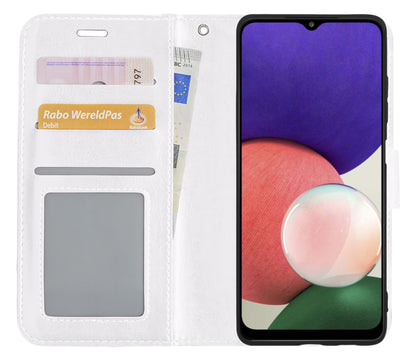 Samsung M22 Hoesje Bookcase Cover met Kaarthouder - Wit