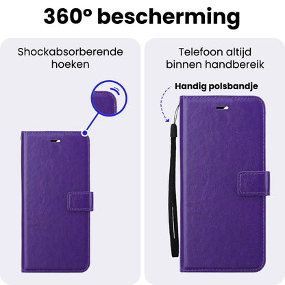 Google Pixel 9a Hoesje Bookcase Cover met Kaarthouder - Paars