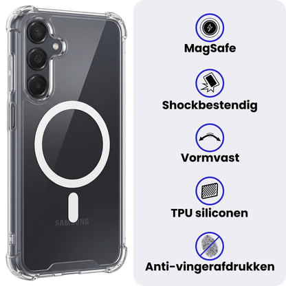 Samsung A25 Hoesje Geschikt voor Magsafe Backcover Shockproof - Transparant