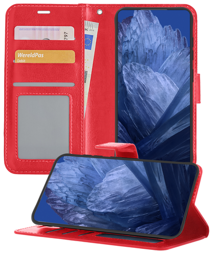 Google Pixel 8a Hoesje Book Case Kunstleer - Rood