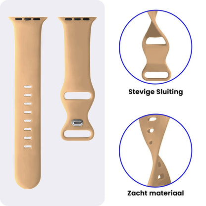 Apple Watch 1, 2, 3, 4, 5, 6, 7, 8, 9, 10, 11, SE - 42/44/45/46 mm Bandje Siliconen met verstelbare polsband - Walnoot