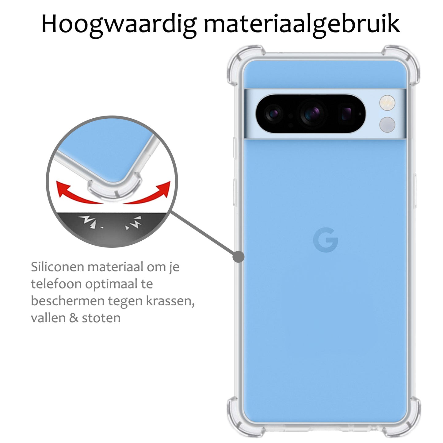 Google Pixel 8 Pro Hoesje Shock Proof Siliconen - Transparant