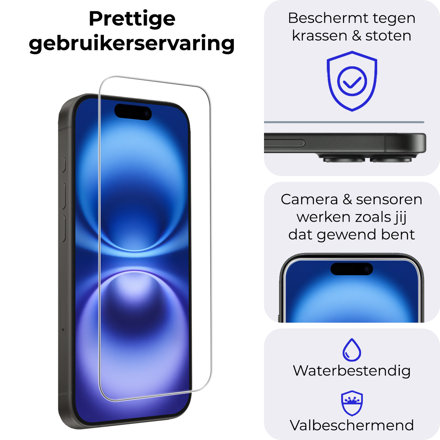 iPhone 16 Screenprotector Volledige Dekking Tempered Glass