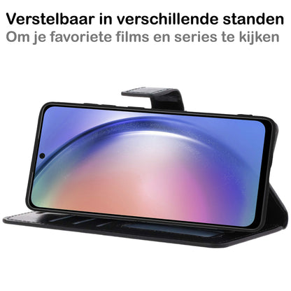 Samsung A54 Hoesje Bookcase Cover met Kaarthouder - Zwart