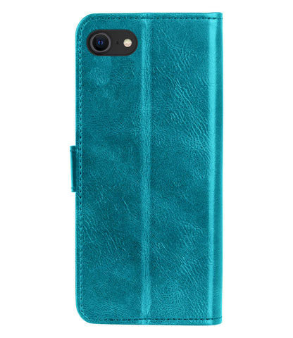 iPhone SE 2022 Hoesje Bookcase Cover met Kaarthouder - Turquoise