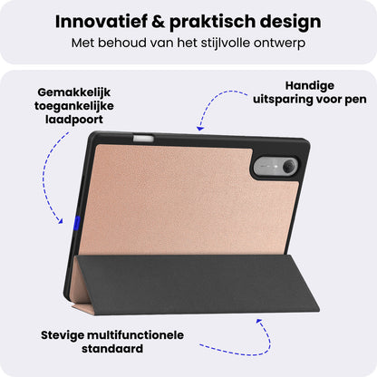 Lenovo Idea Tab Pro Gen 2 Trifold Bookcase Hoes met Penhouder Lenovo Pen - Rosé goud