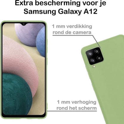 Samsung A12 Hoesje Siliconen Backcover Lichtgewicht - Groen
