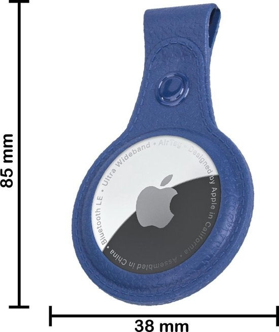 Apple AirTag Sleutelhanger Hoesje Leer - Donkerblauw