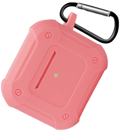 AirPods 3 Hoesje Shock Proof Case Siliconen met Clip - Lichtroze