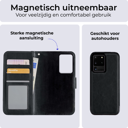Samsung S20 Ultra Hoesje Bookcase Cover Uitneembaar - Zwart
