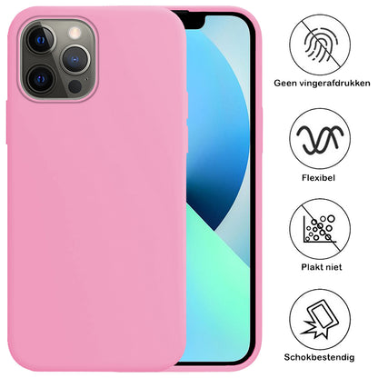 iPhone 13 Pro Max Hoesje Siliconen Backcover Lichtgewicht - Lichtroze