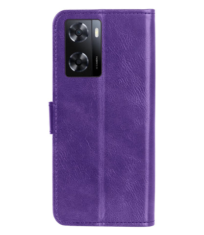OPPO A57 Hoesje Bookcase Cover met Kaarthouder - Paars