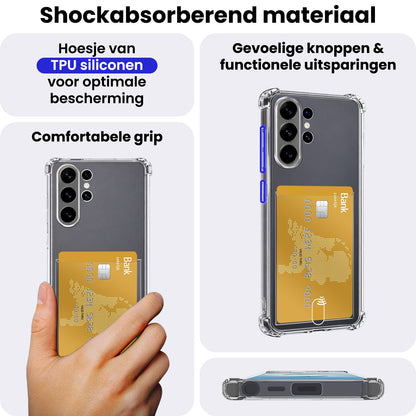 Samsung S26 Ultra Hoesje Kaarthouder Backcover Shockproof - Transparant