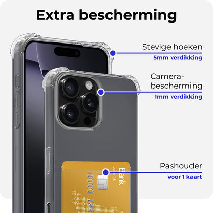 iPhone 16 Pro Max Hoesje met Pasjeshouder Siliconen - Transparant