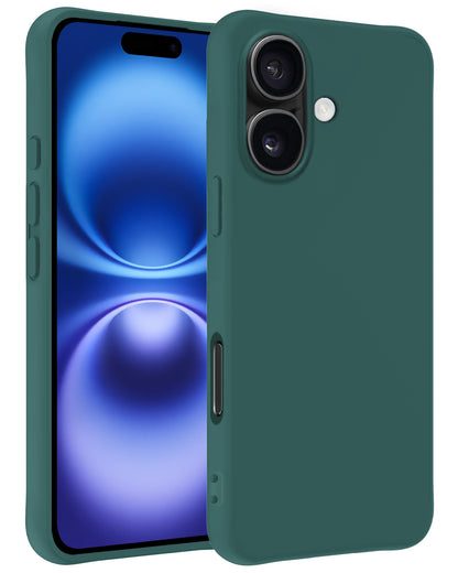 iPhone 16 Plus Hoesje Siliconen Backcover Lichtgewicht - Donkergroen