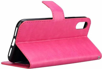 iPhone Xs Max Hoesje Bookcase Cover met Kaarthouder - Donkerroze