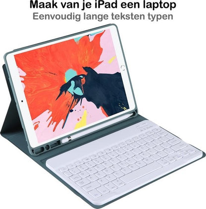 iPad 10.2 2019 Toetsenbord Hoes met Uitneembaar toetsenbord - Donkergroen