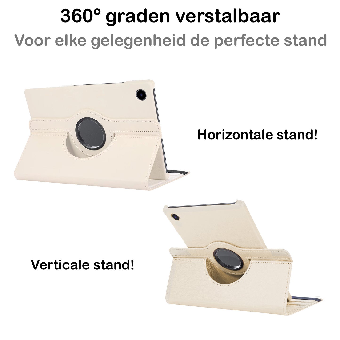 Samsung Galaxy Tab A8 Hoesje 360ðð Draaibare Book Case Kunstleer - Wit