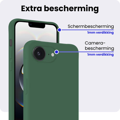 iPhone 16e Hoesje Siliconen Backcover Lichtgewicht - Donkergroen