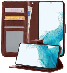 Samsung S22 Plus Hoesje Bookcase Cover met Kaarthouder - Bruin