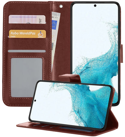 Samsung S22 Plus Hoesje Bookcase Cover met Kaarthouder - Bruin