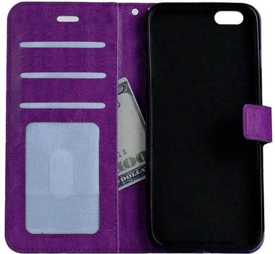 Hoes Geschikt voor iPhone 5 Hoes Bookcase Hoesje - Paars