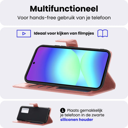 Samsung A56 Hoesje Bookcase Cover met Kaarthouder - Rosé goud