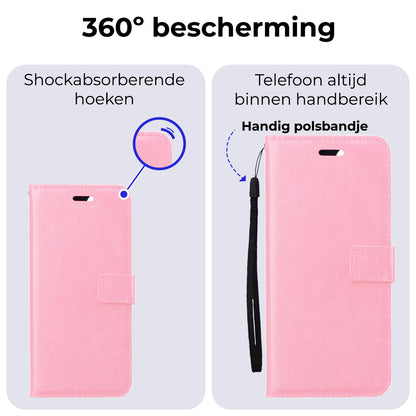 Samsung S24 Ultra Hoesje Bookcase Cover met Kaarthouder - Lichtroze
