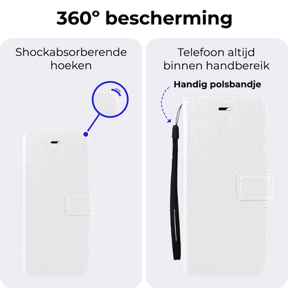 Samsung A16 Hoesje Bookcase Cover met Kaarthouder - Wit