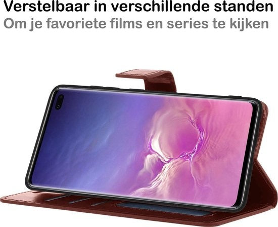 Samsung S10 Hoesje Book Case Kunstleer - Bruin