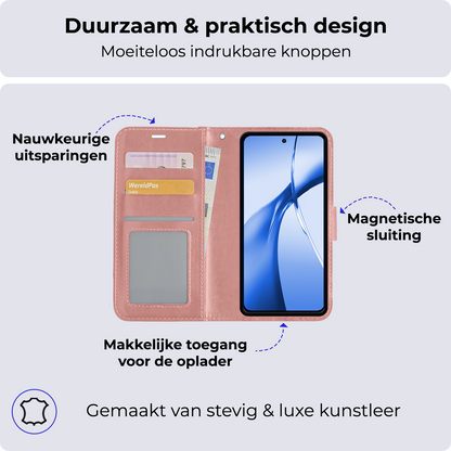 OnePlus Nord CE 4 Hoesje Bookcase Cover met Kaarthouder - Rosé goud