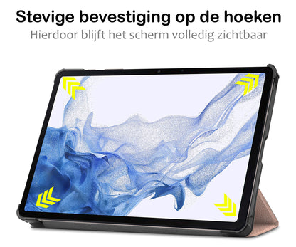 Samsung Galaxy Tab S10 Plus Trifold Bookcase Hoes met Penhouder voor S Pen - Rosé goud