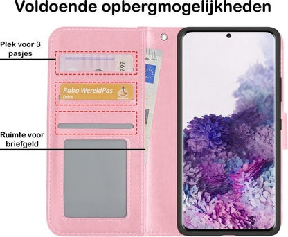 Samsung S20 Plus Hoesje Bookcase Cover met Kaarthouder - Lichtroze